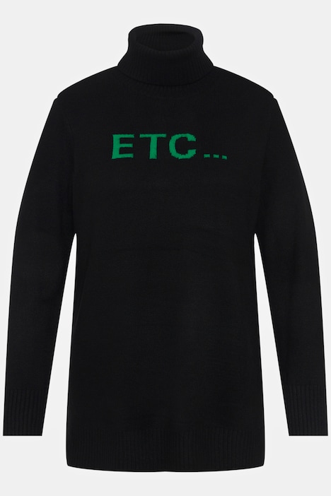 Pullover, Schriftmotiv, Rollkragen, Langarm