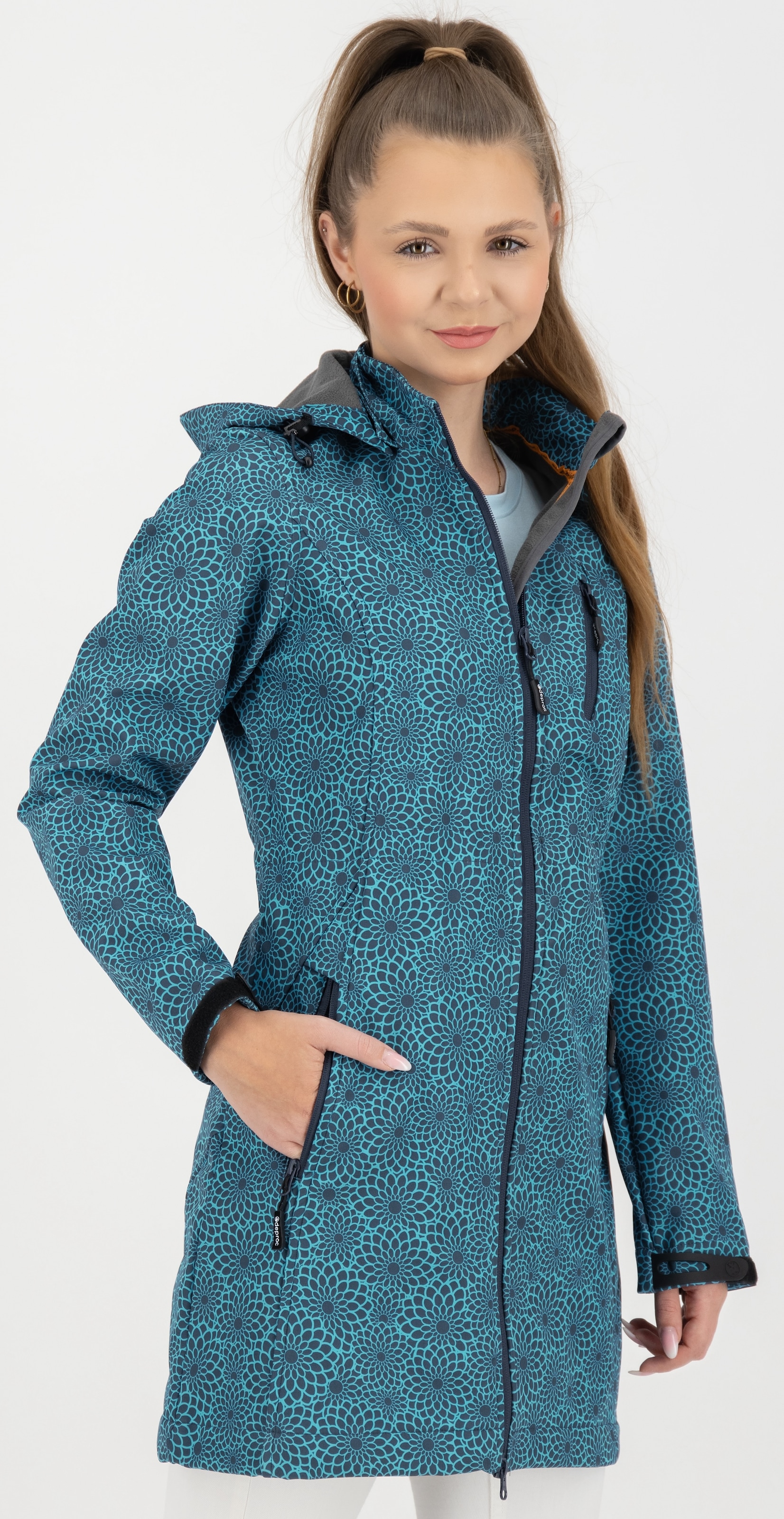 DEPROC Active Softshelljacke »SHELBY LONG« leichter Softshell Kurzmantel mit abnehmbarer Kapuze