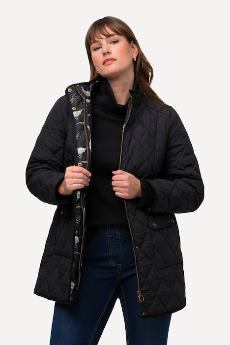 Steppjacke, wasserabweisend, Fasanen-Futter, Stehkragen