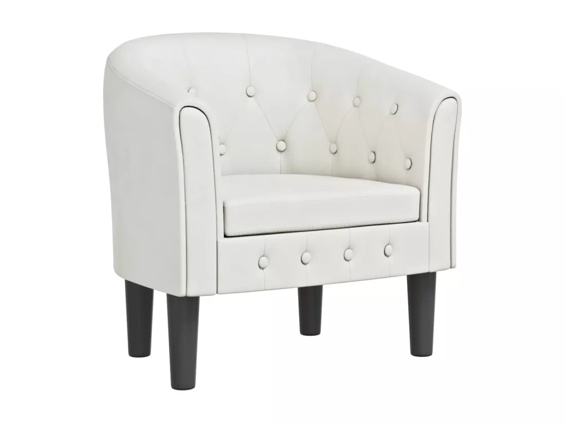 Fauteuil cabriolet blanc similicuir