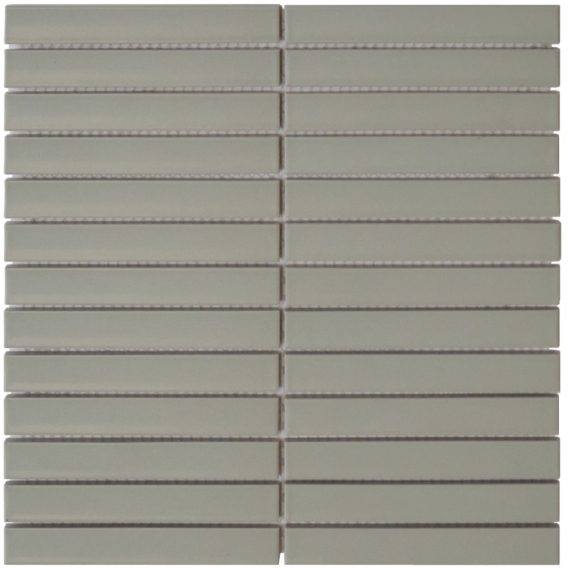 Tegelsample: The Mosaic Factory Sevilla smalle vinger 2cm mozaïek tegels 30x30 sage green