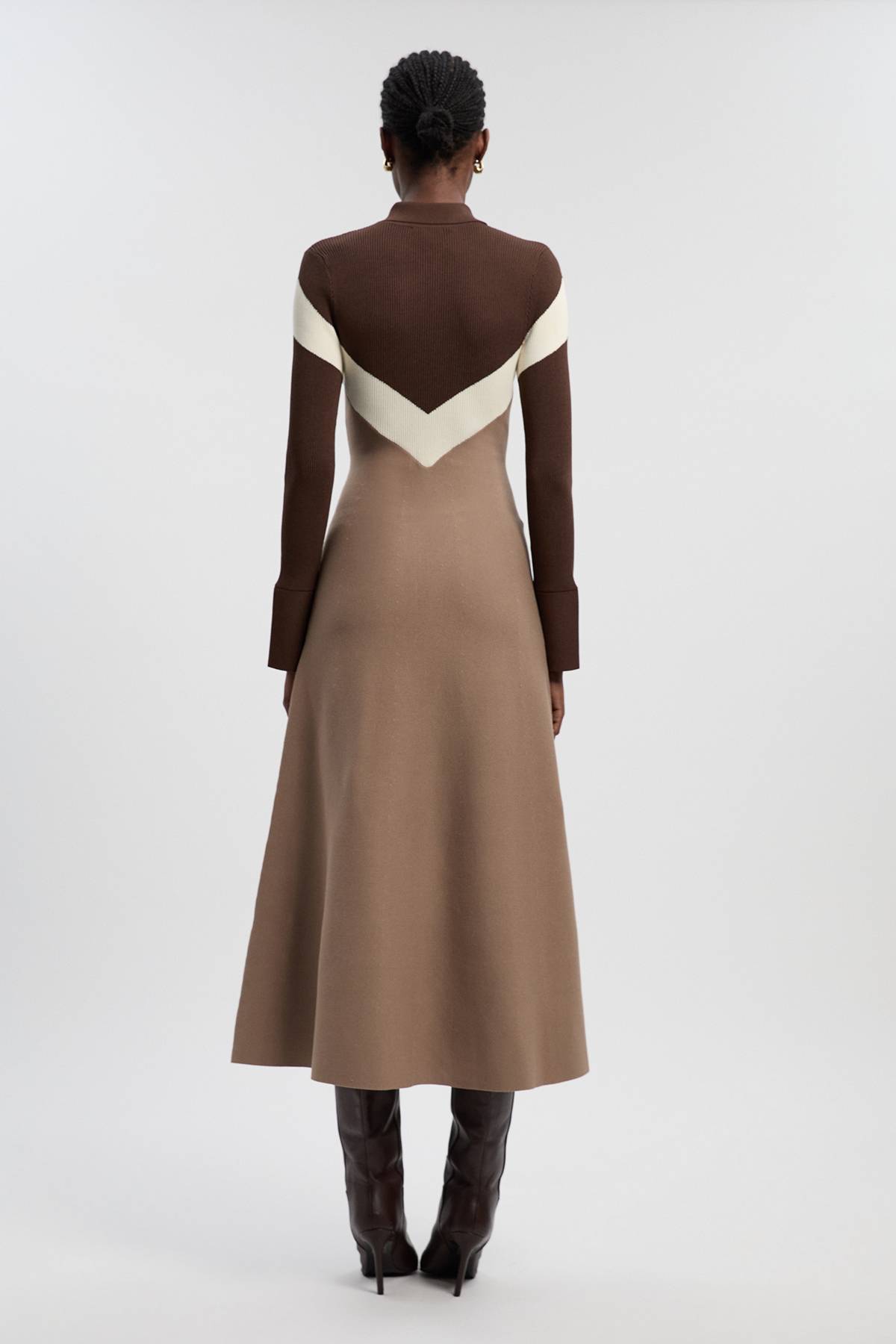 KarenMillen Robe Maxi en maille côtelée à col polo en mélange de viscose