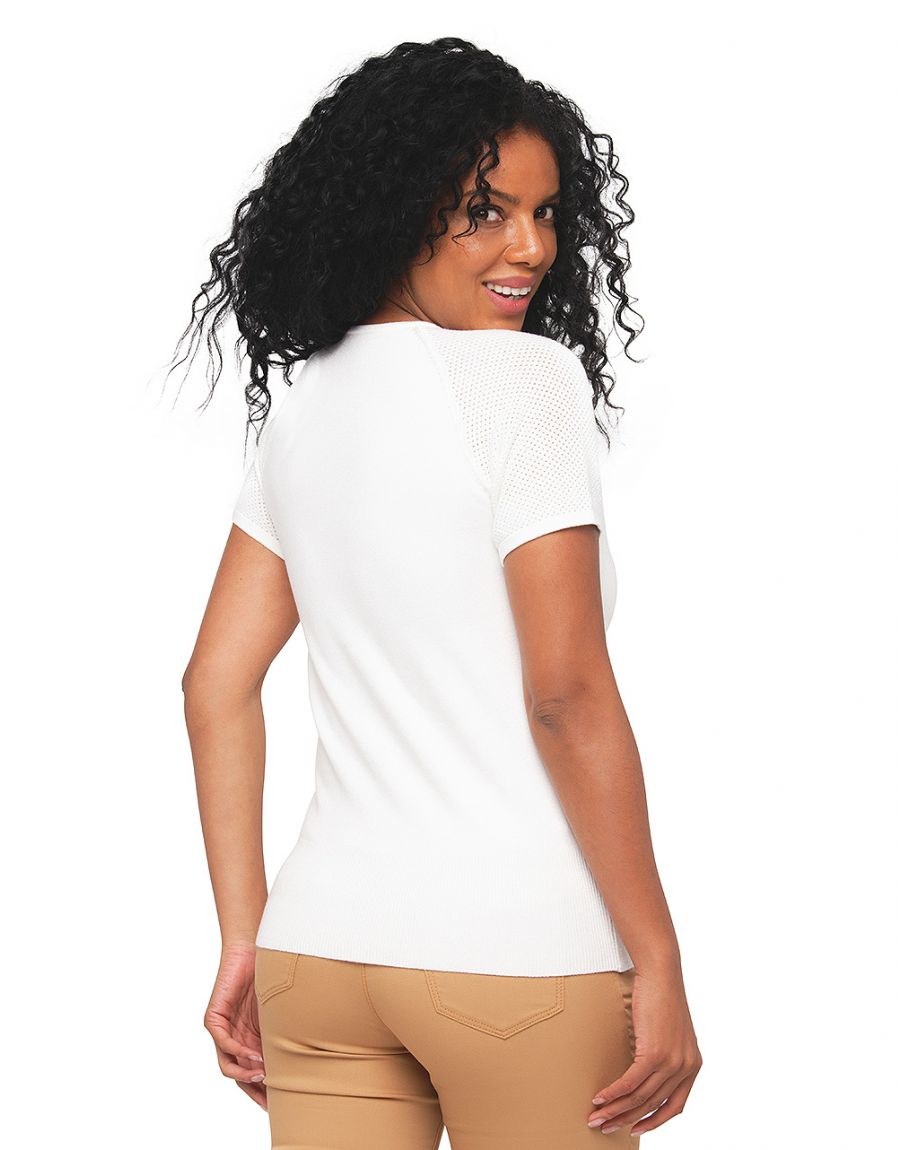 Pull manche courte écru