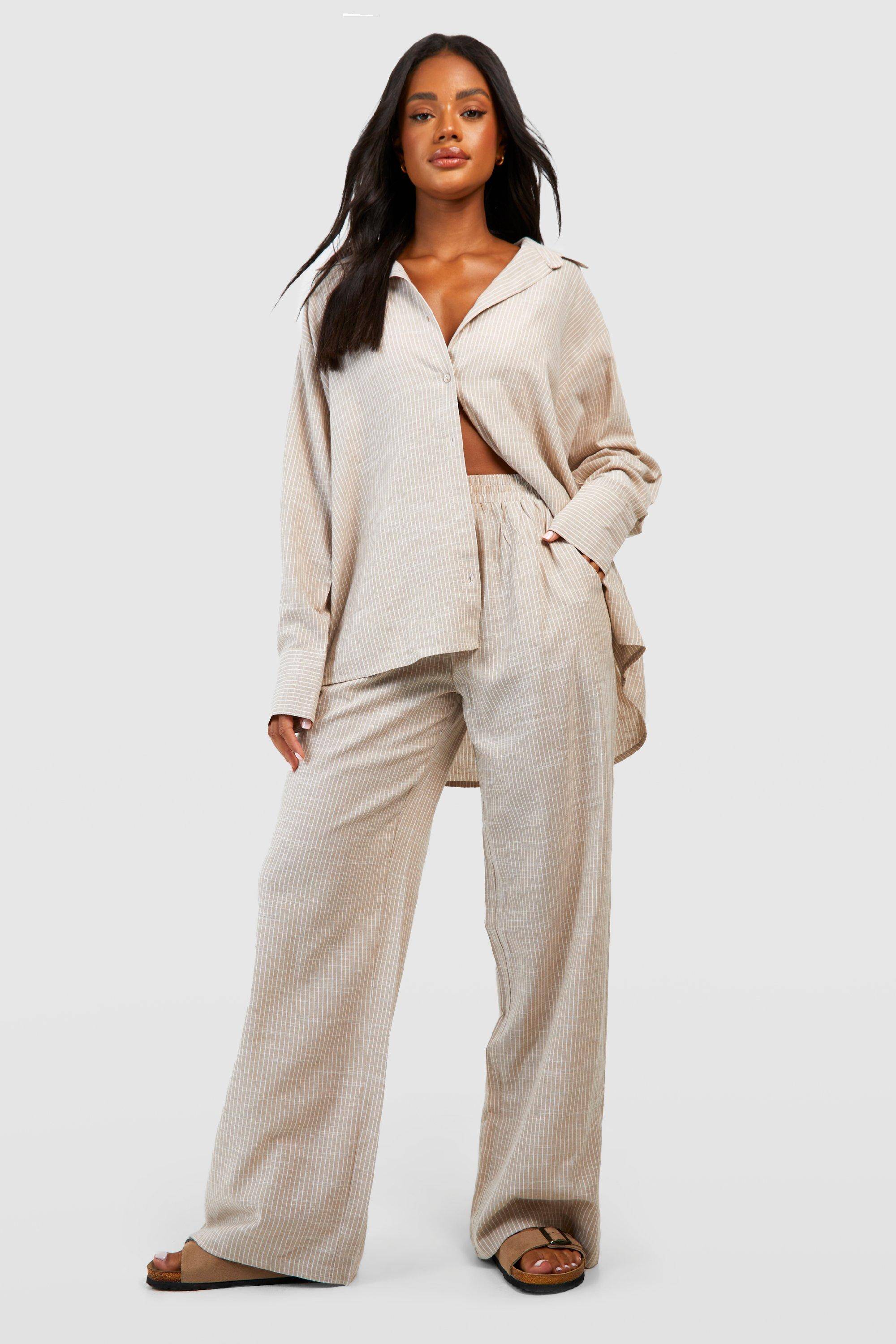 boohoo Pantalon de pyjama en coton à rayures tonales