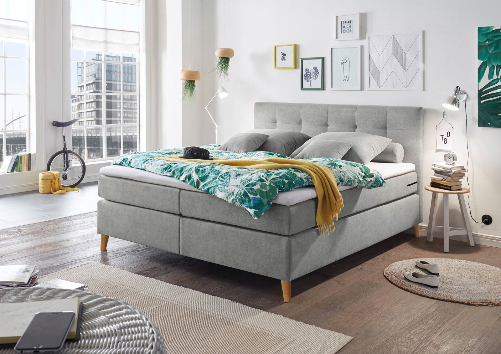 Boxspringbett Missouri, Sand, ca. 180 x 200 cm