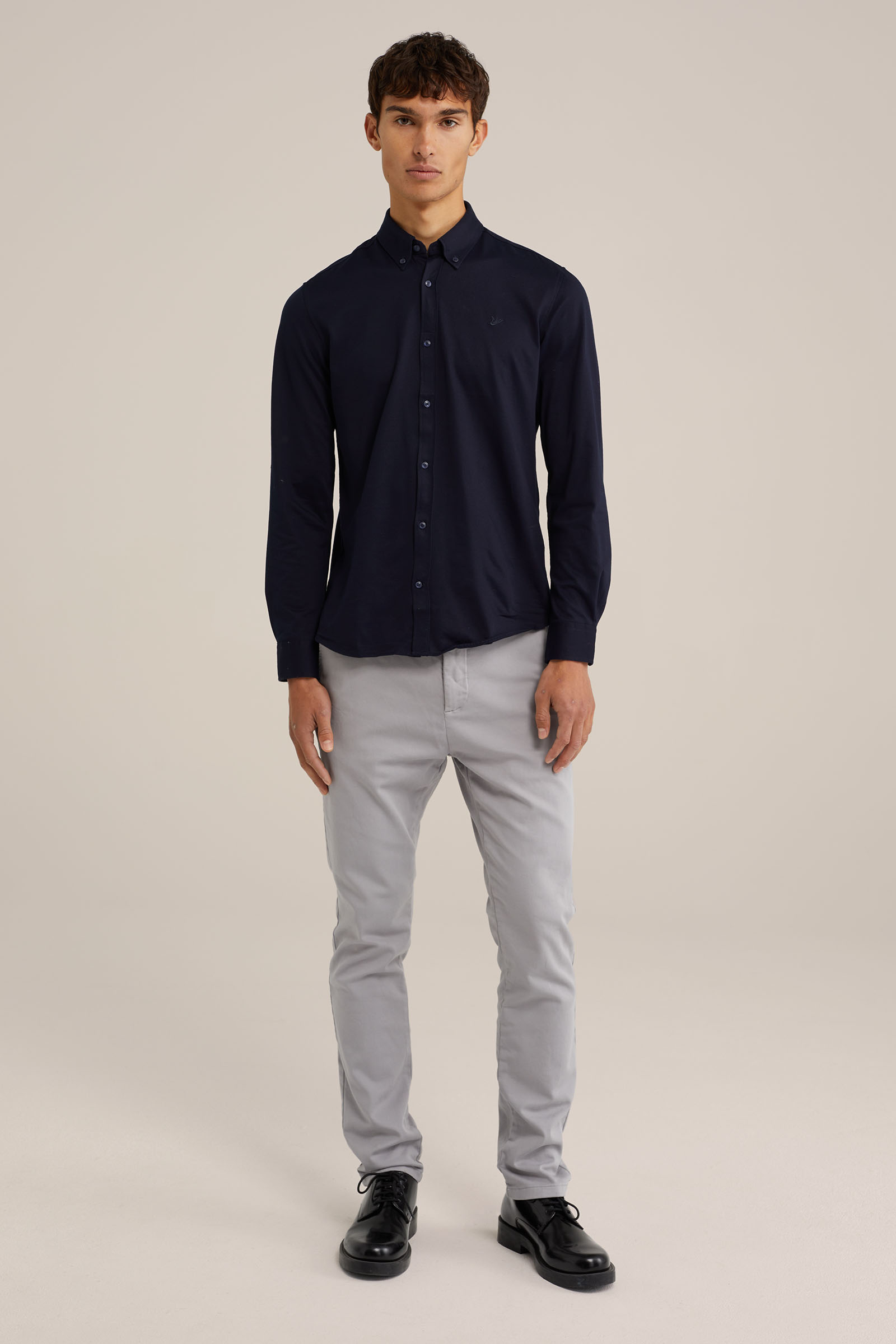 jersey overhemd met stretch WE Fashion Donkerblauw