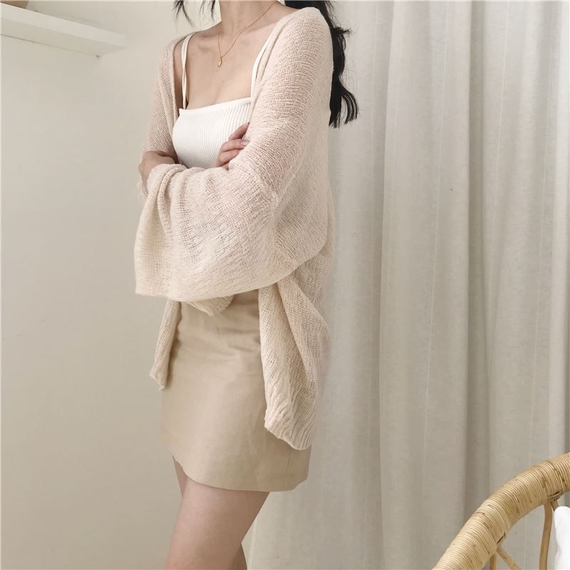 EROPIA - Open-front licht vest / geribbelde camisole top