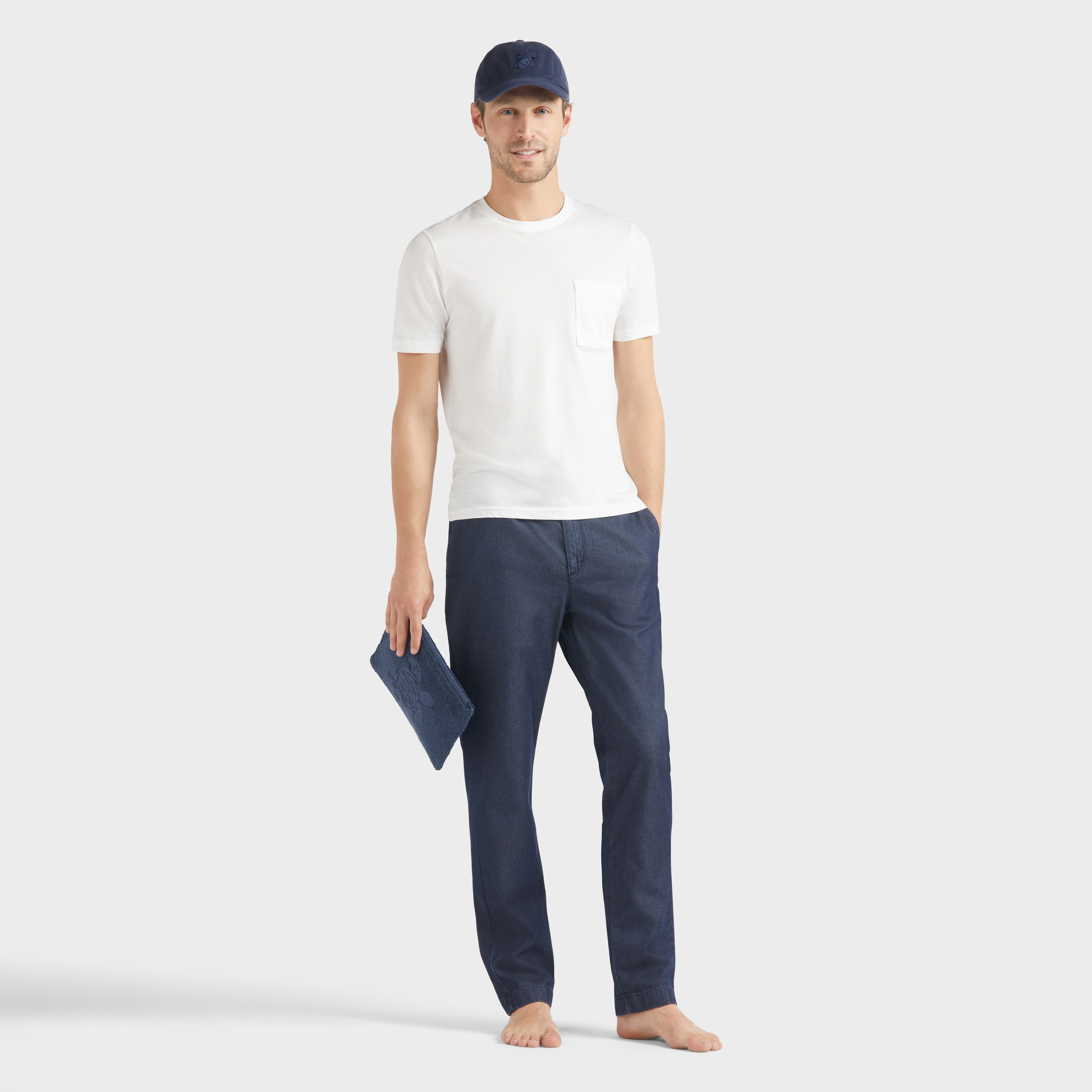 Pantalon Taille Élastique en Coton et Soie Homme