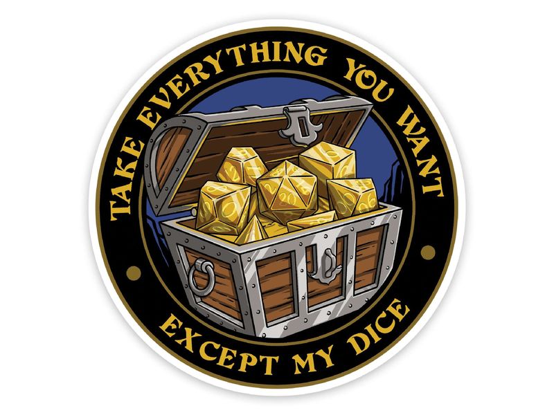 Glass Staff Except My Dice Sticker Schwarz/Gold Aufkleber für RPG-Fans