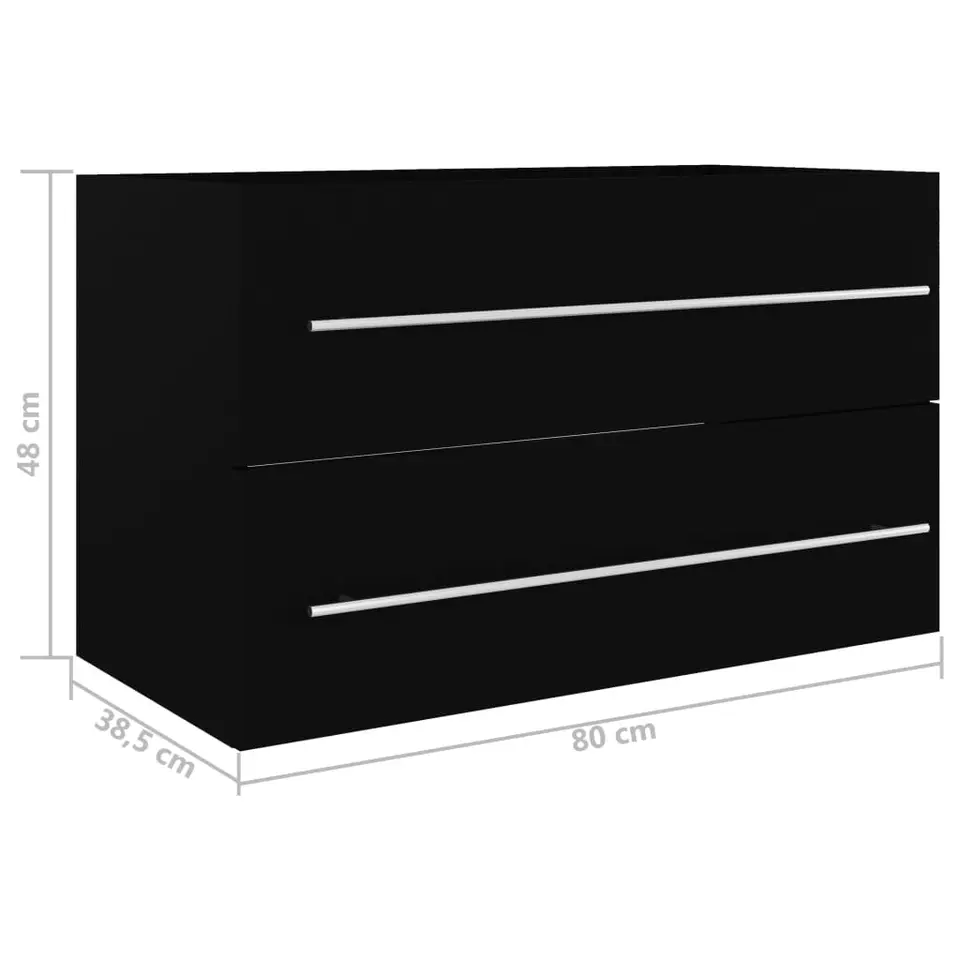 vidaXL - Wastafelkast - Zwart - Bewerkt hout - 80 x 38.5 x 48 cm