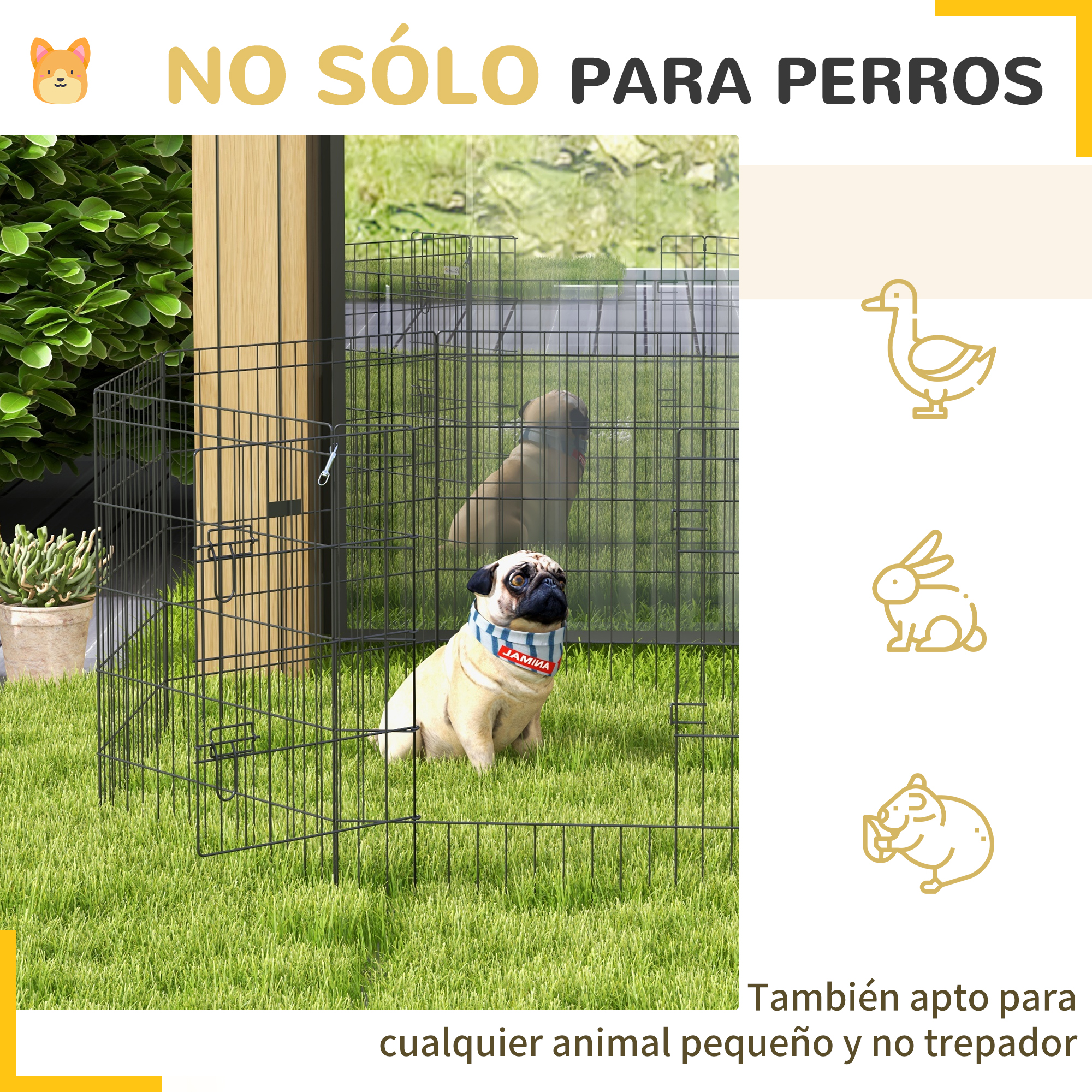 Parque para cães PawHut, gaiola dobrável de metal com 8 painéis, porta e trava dupla para jardim, pátio e área externa, preta.