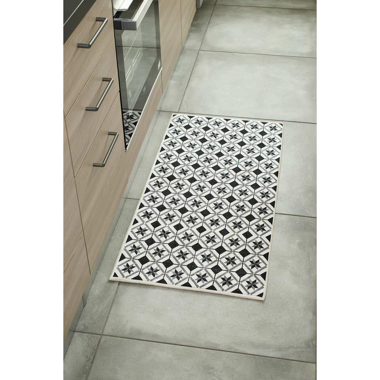 Nazar Rugs Tapis Azulejo 754 noir - 50x100 cm