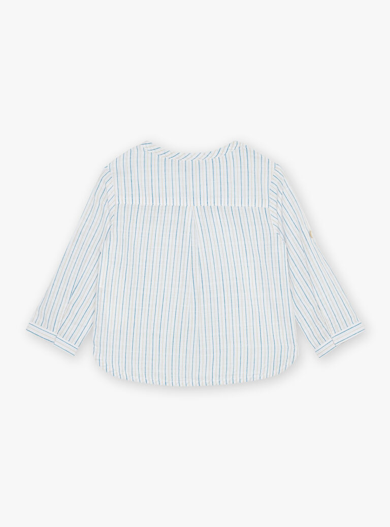 Chemise à rayures beige et bleu