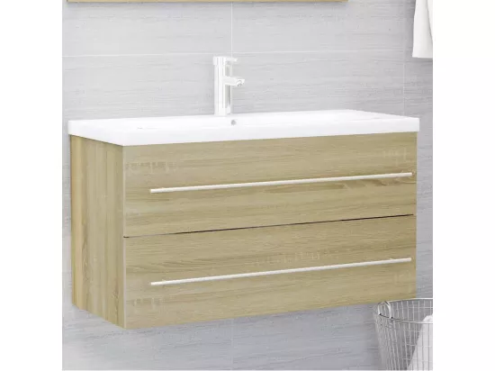 Ensemble de meubles de bain 2 pcs Chêne sonoma Aggloméré