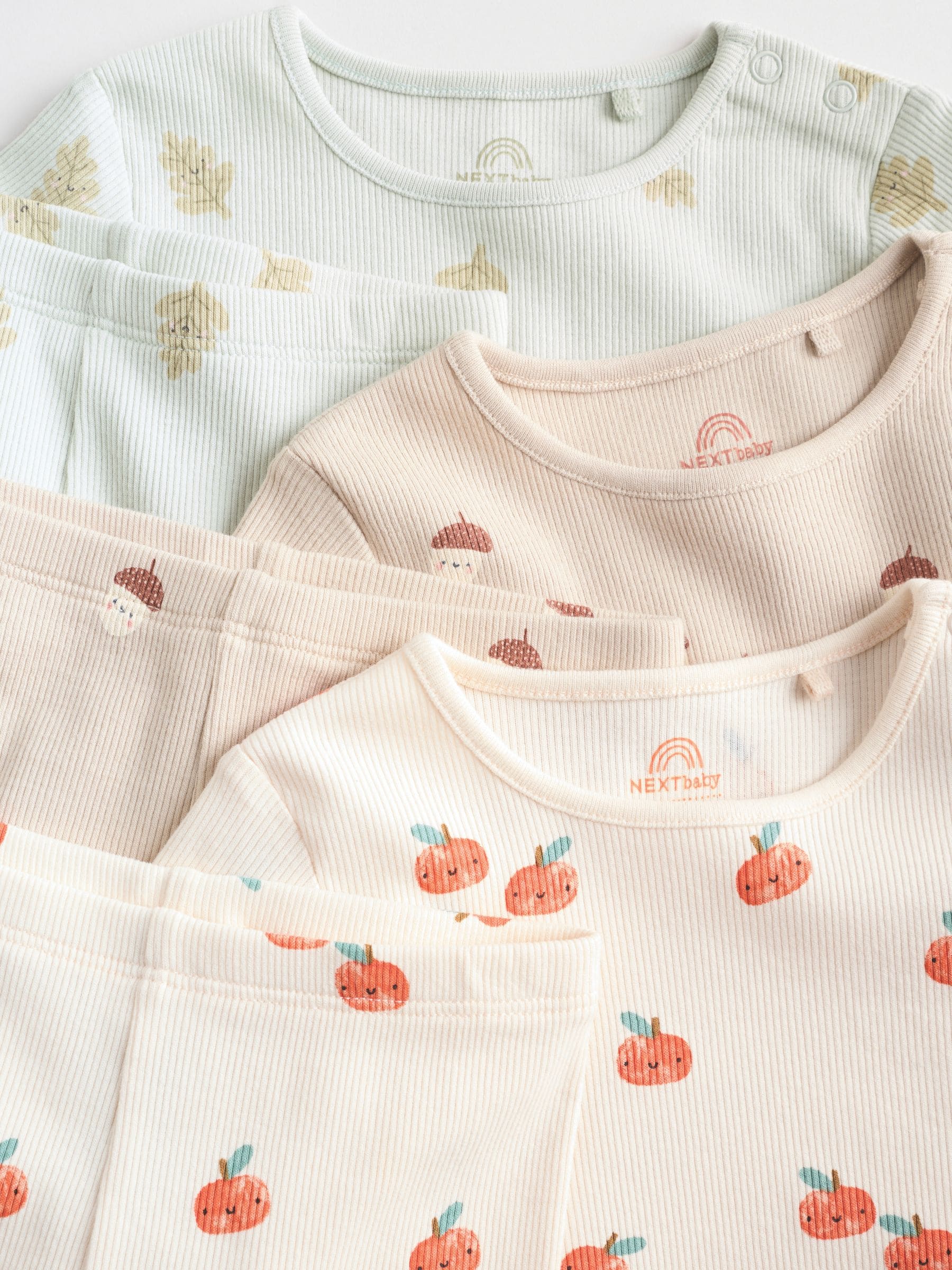 Green/Neutral Autumnal Print - Top en Leggings 6 -delige Baby Set (0mnd-2jr)