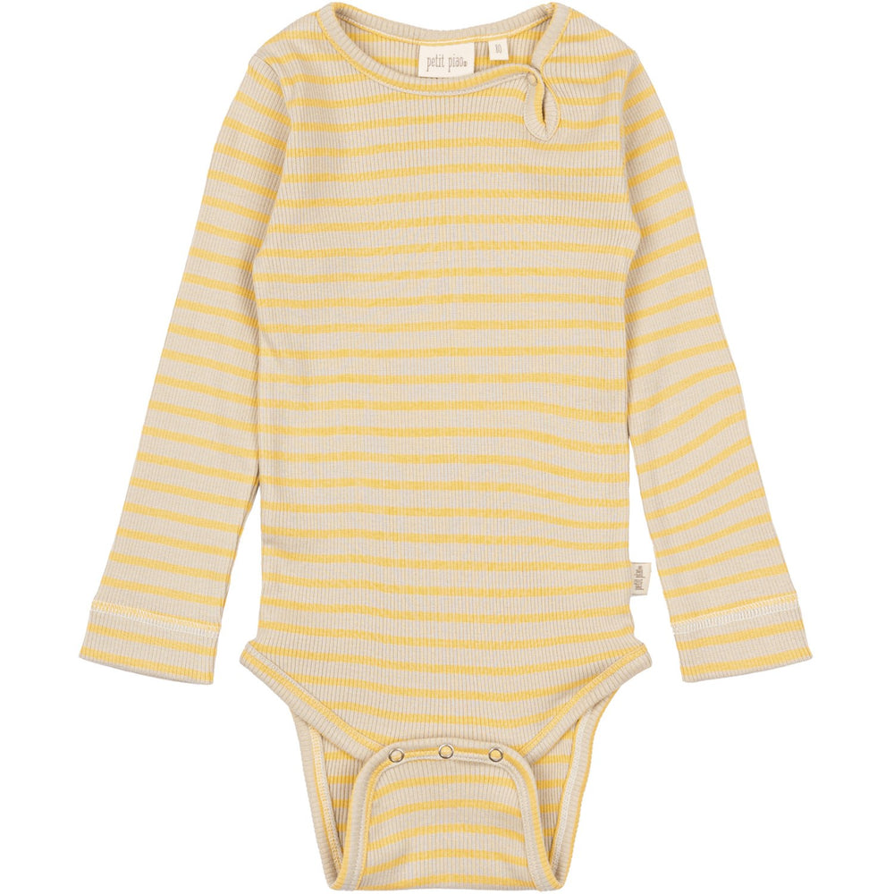Køb Petit Piao Yellow Sun/Dark Off White Body L/S Modal Striped
