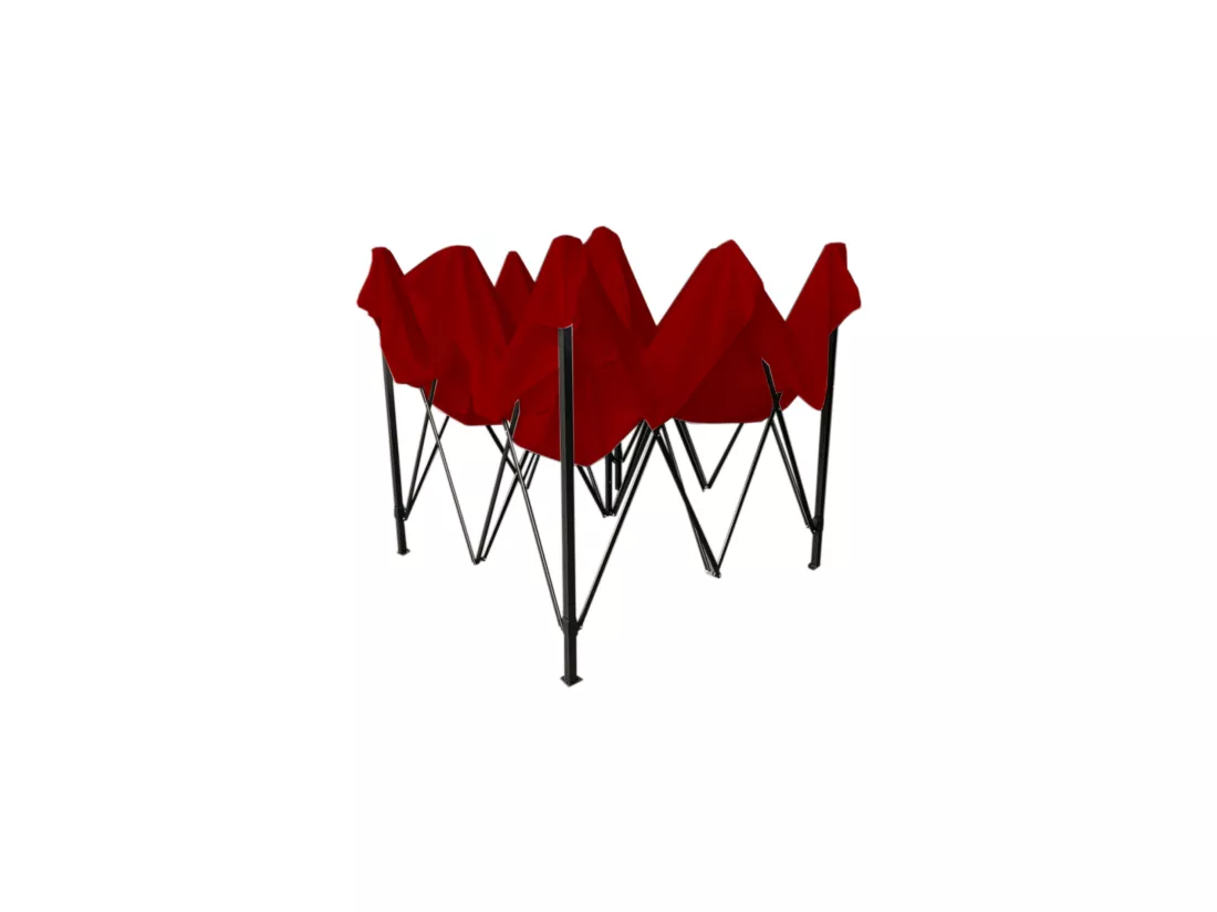 Gazebo Pavillon Pliant Rouge 4 Poids Métal Polyester Jardin 3x3
