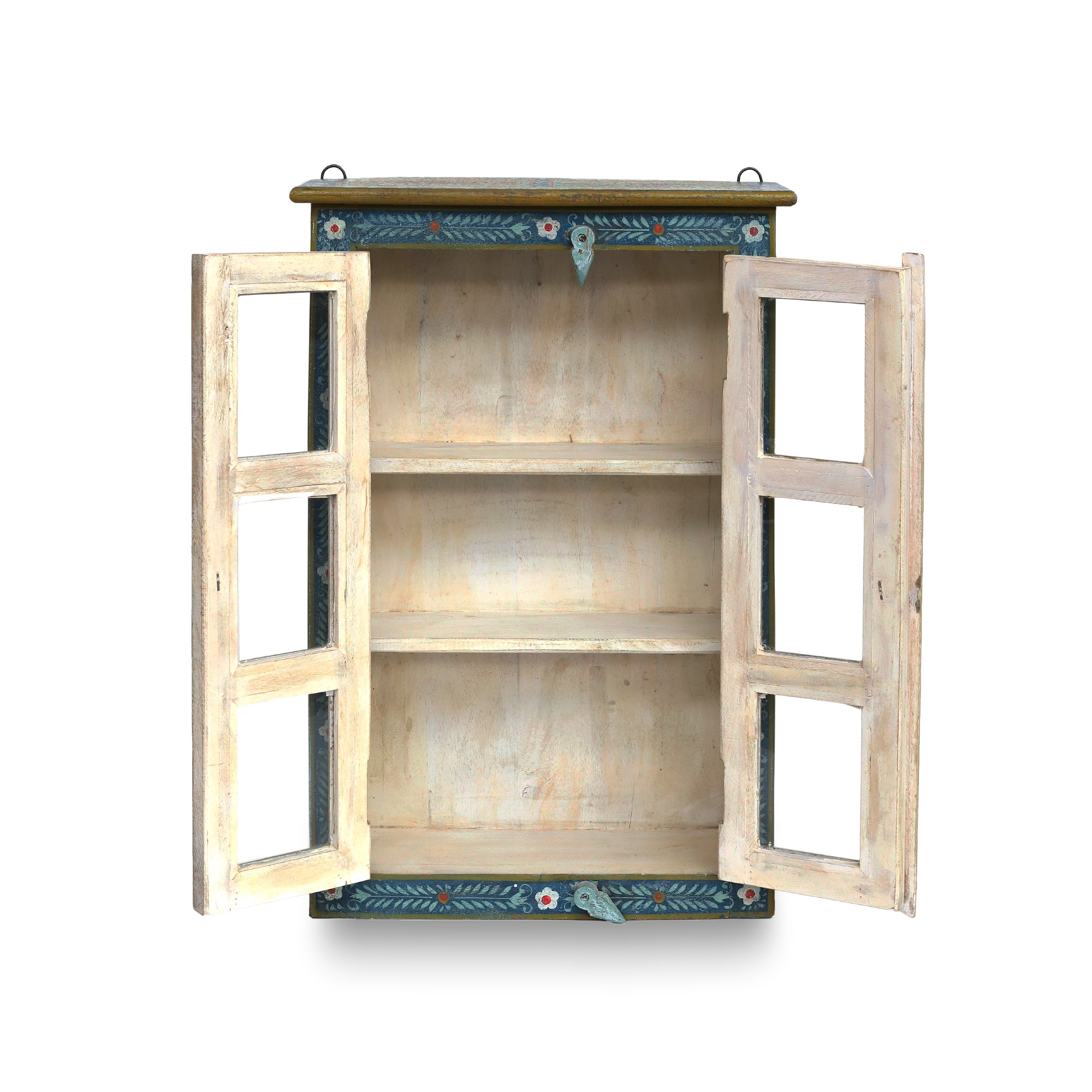Hängevitrine handbemalt, multicolor, H 81 cm, B 55 cm, L 18 cm von fischer's lagerhaus