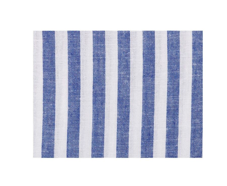 Chemise coton lin rayée bleue foncée et blanche - SIMONIN