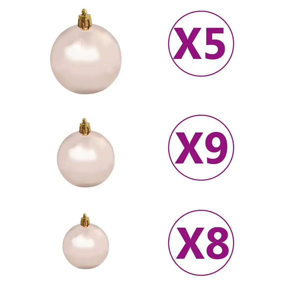 vidaXL Kunstkerstboom met verlichting en kerstballen 180 cm PVC wit