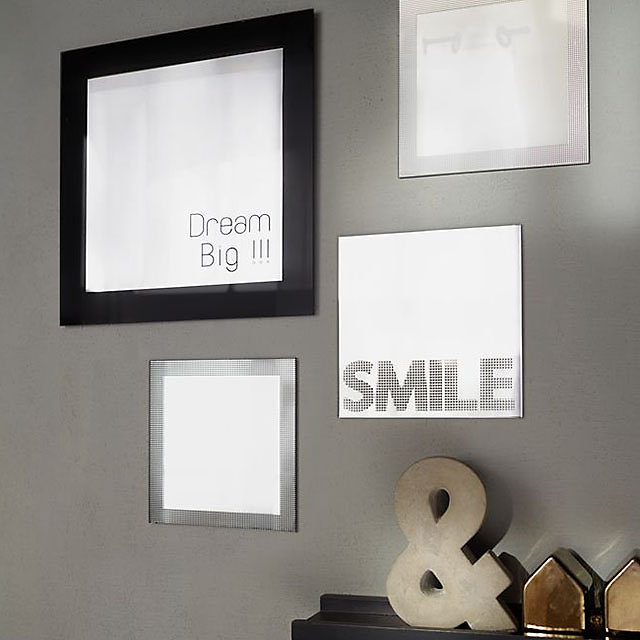 Miroir carré Black dots L.20 x l.20 cm