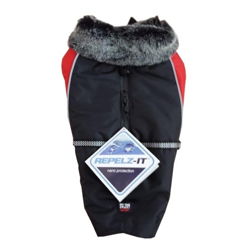 Casaco parka Aspen para cães, preto e vermelho