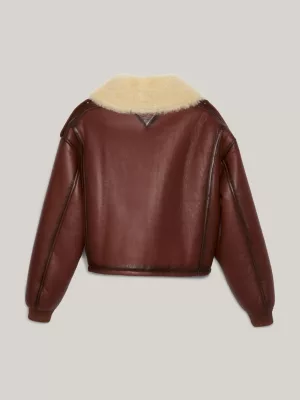 Jaqueta de couro estilo piloto casual Crest