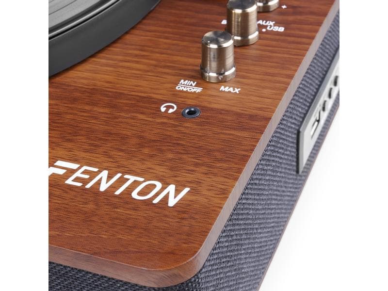 Fenton Plattenspieler mit Bluetooth RP162 Dunkelbraun Retro Plattenspieler mit Bluetooth, USB-Player und Umwandlungsmöglichkeit für Schallplatten