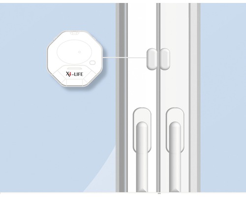 Glasbreukalarm + openingsalarm wit met testknop op batterijen X4-Life