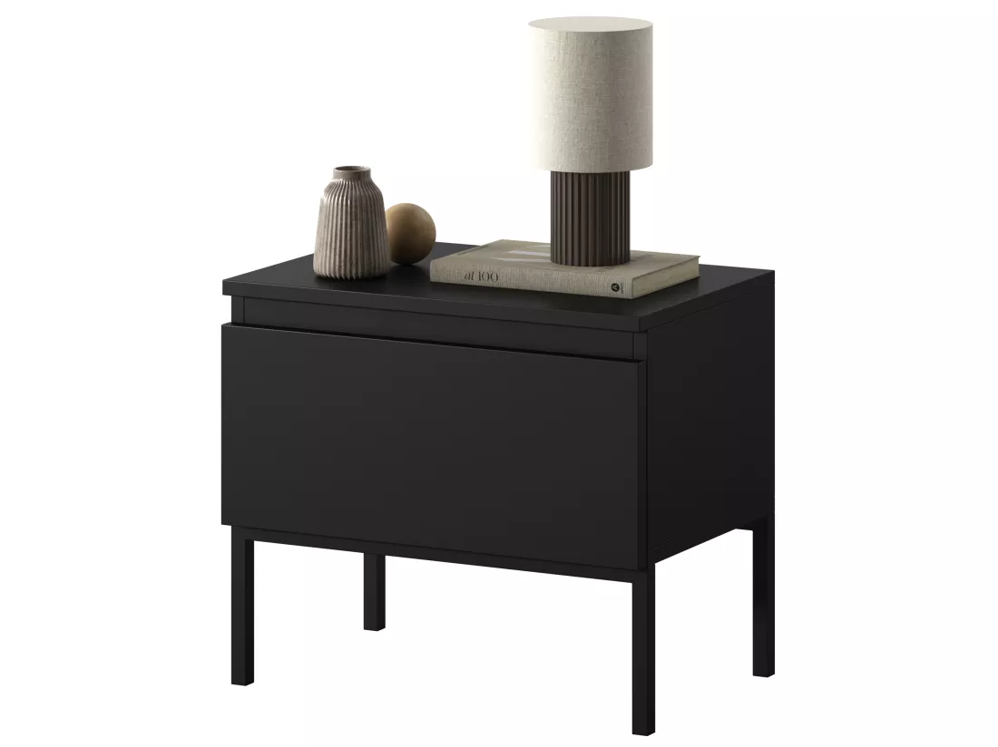 Table de chevet - noir avec pieds noirs - Bemmi
