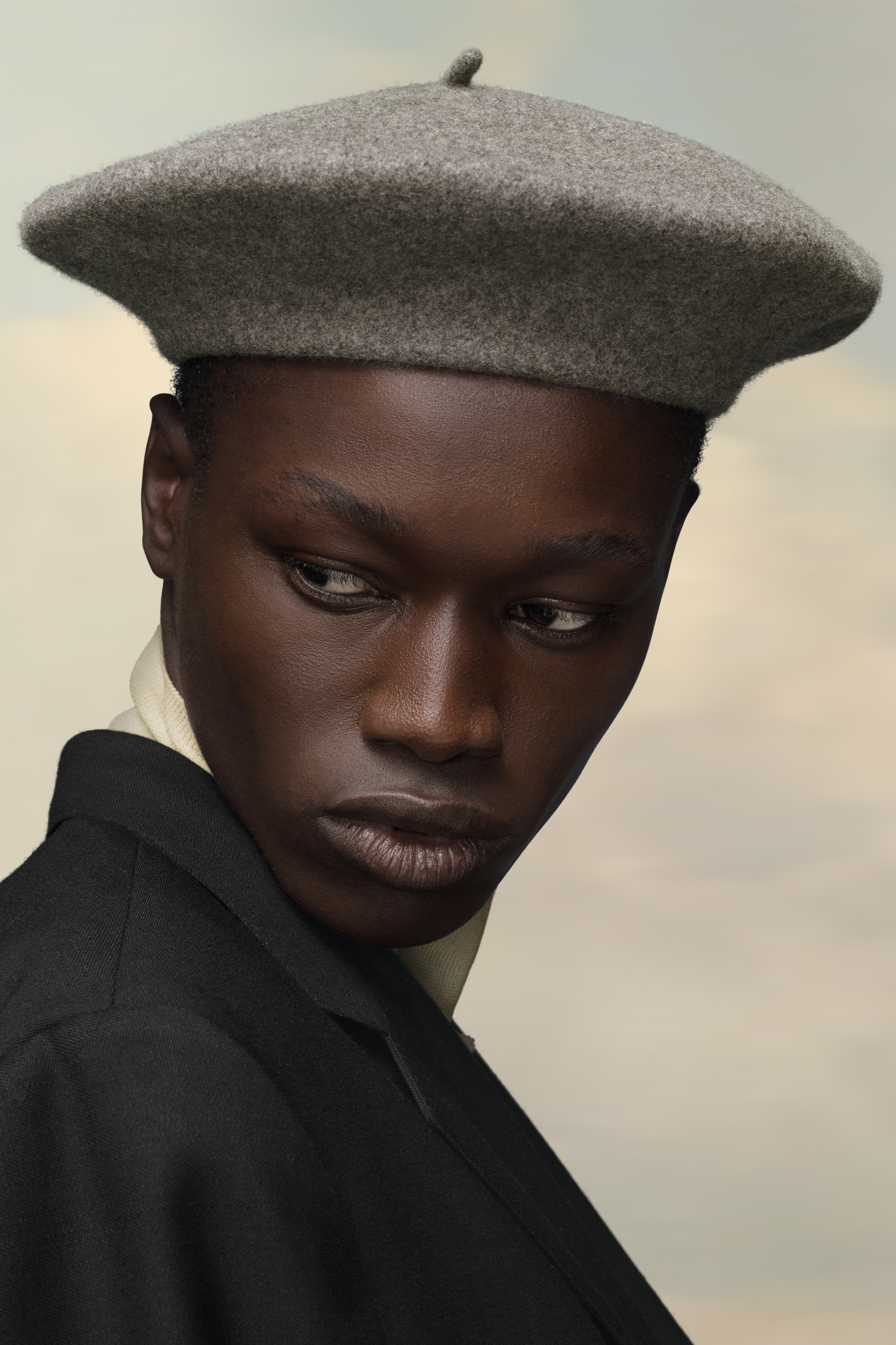 Béret en laine feutrée Gris foncé