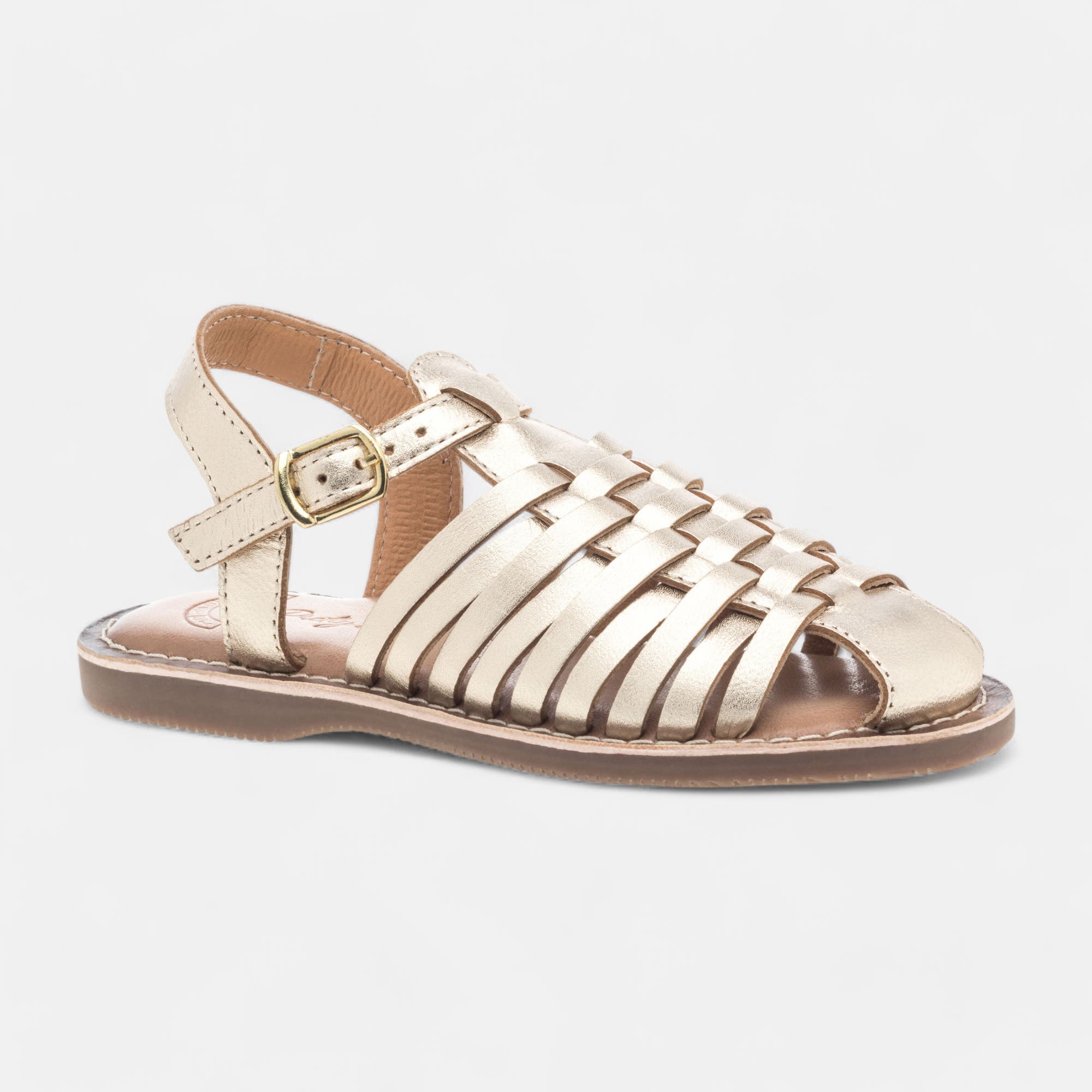 Nu-pieds Fille en cuir or