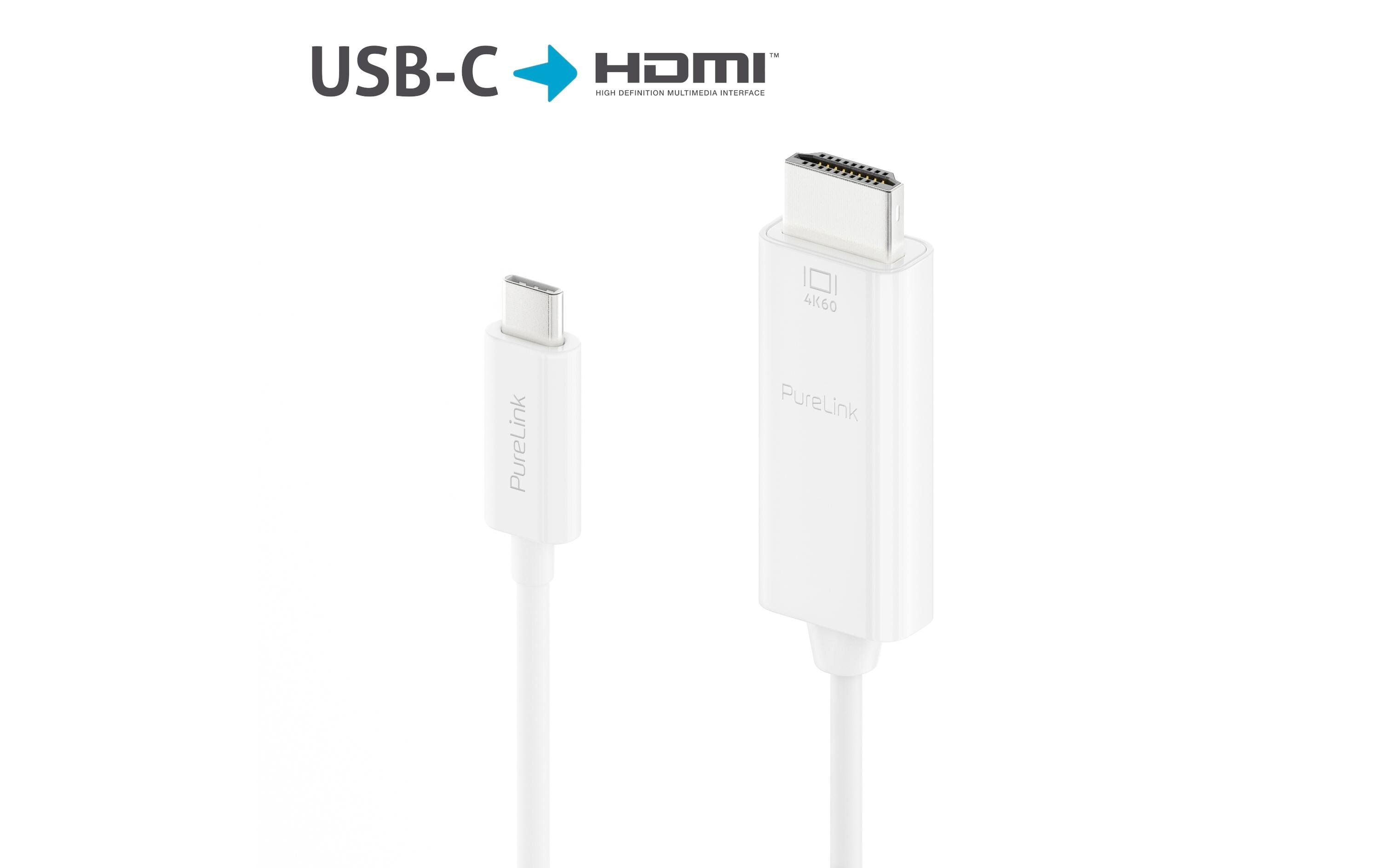 Kabel IS2200-010 USB Type-C - HDMI, 1 m, WeissPremium Aktives 4K USB-C / HDMI Kabel – 1.00m, weiss