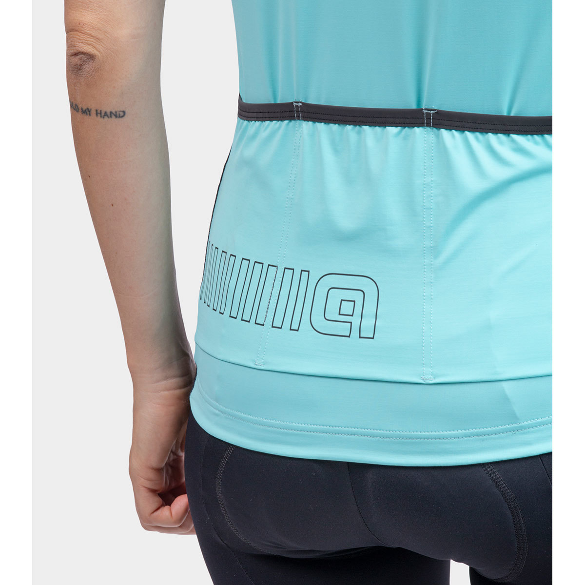 Ale Solid Color Block Fietsshirt Korte Mouwen Aquablauw Dames