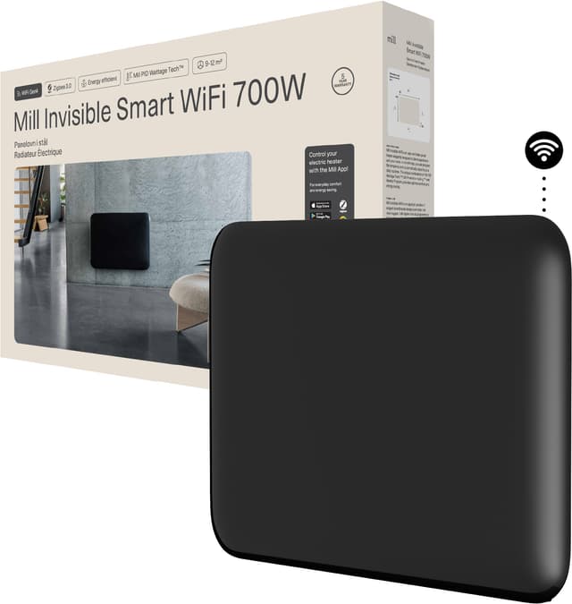 Mill Invisible Wi-Fi Gen4 panelradiator PA700WIFI4sort (sort)