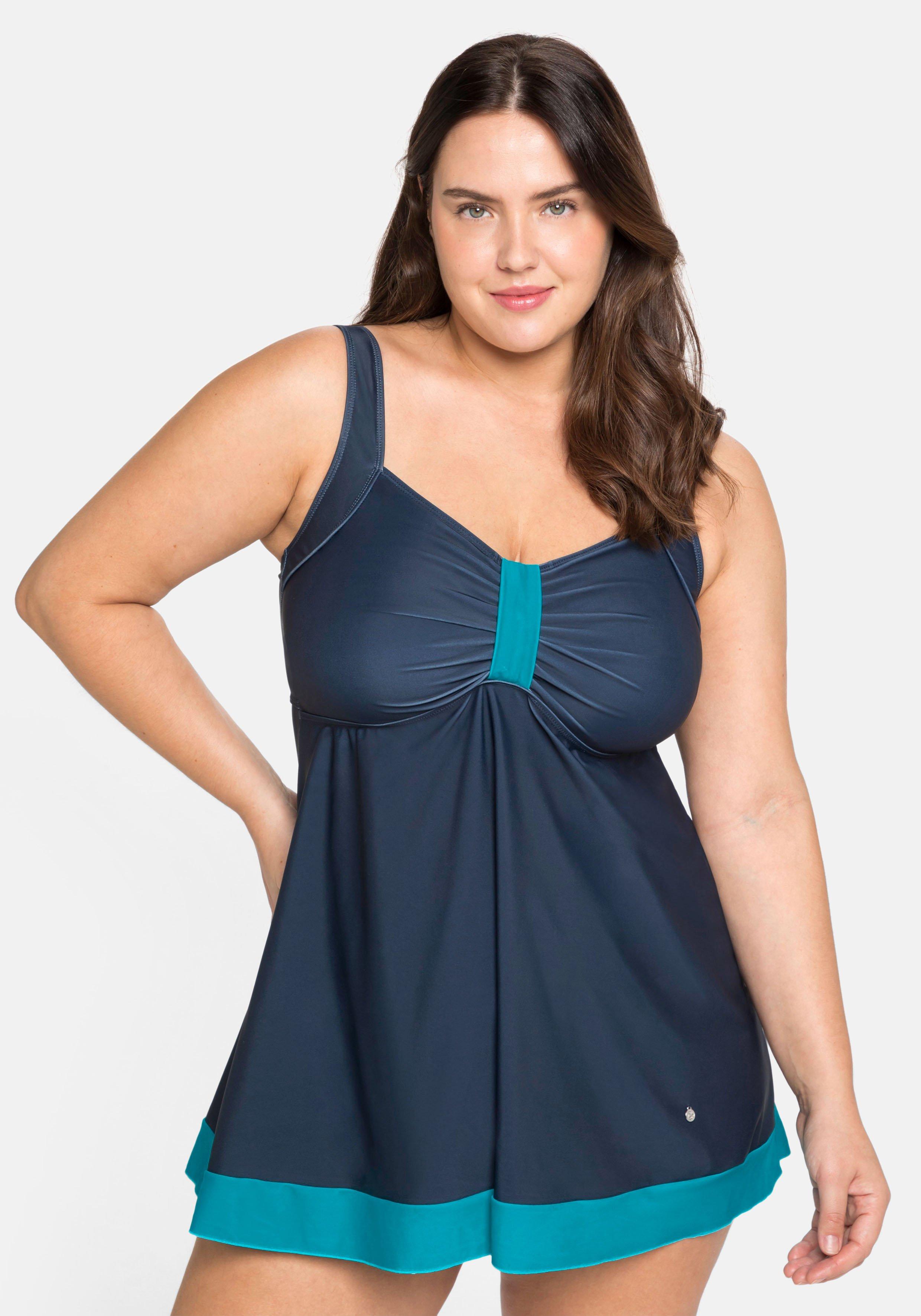 Tankini-Oberteil mit Kontrastdetails, in Longform