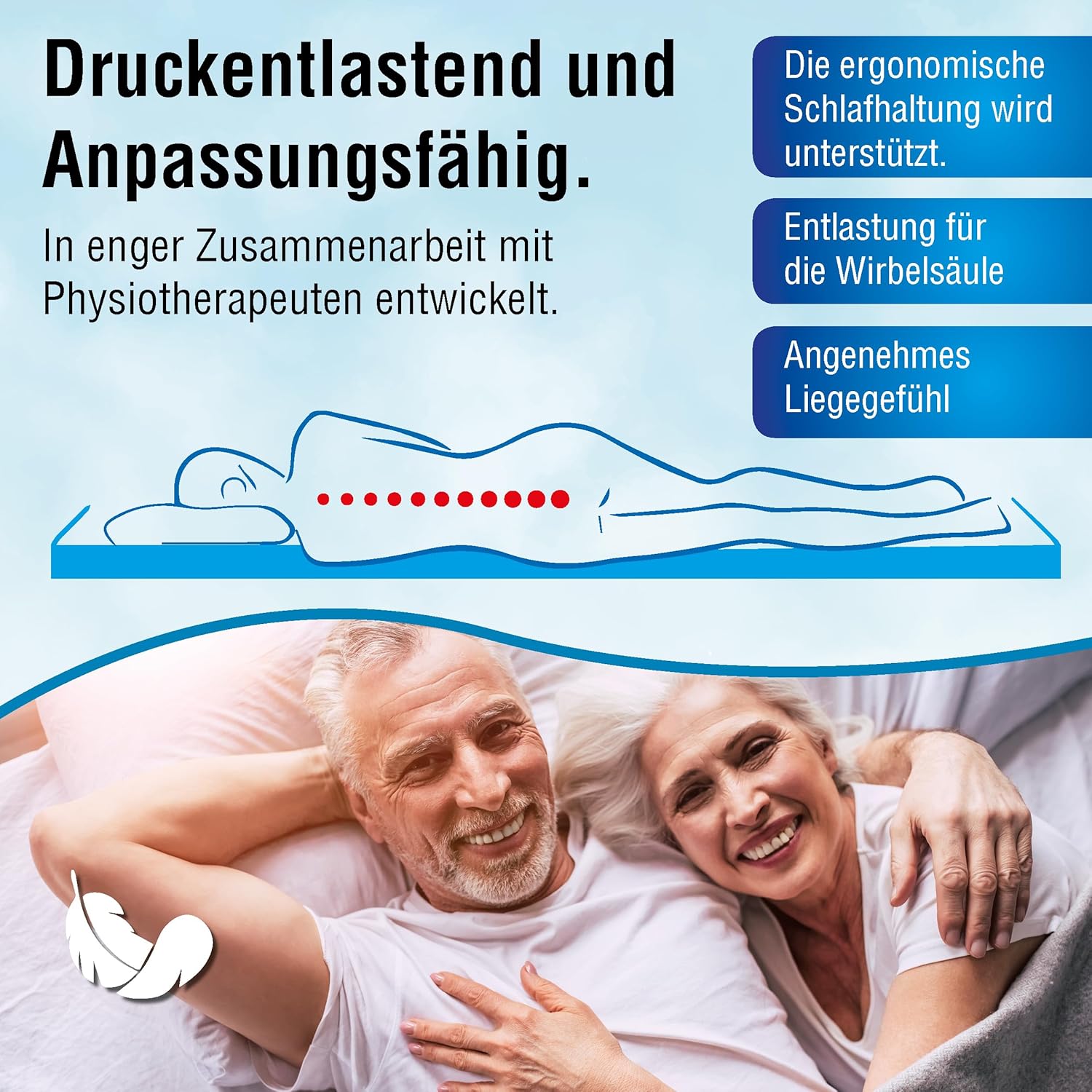 Kaltschaum Topper 180x200 cm – 7cm Matratzentopper H4 hart – orthopädische Matratzenauflage für alle Matratzen & Betten – atmungsaktiv, ergonomisch & Allergiker geeignet