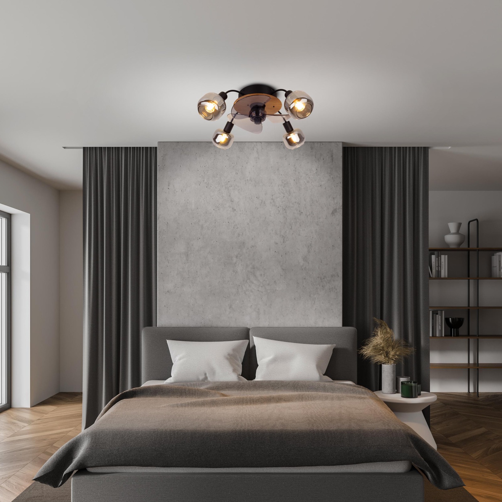 Deckenleuchte FUMOSO - schwarz - mit Ventilator - Ø 48 cm