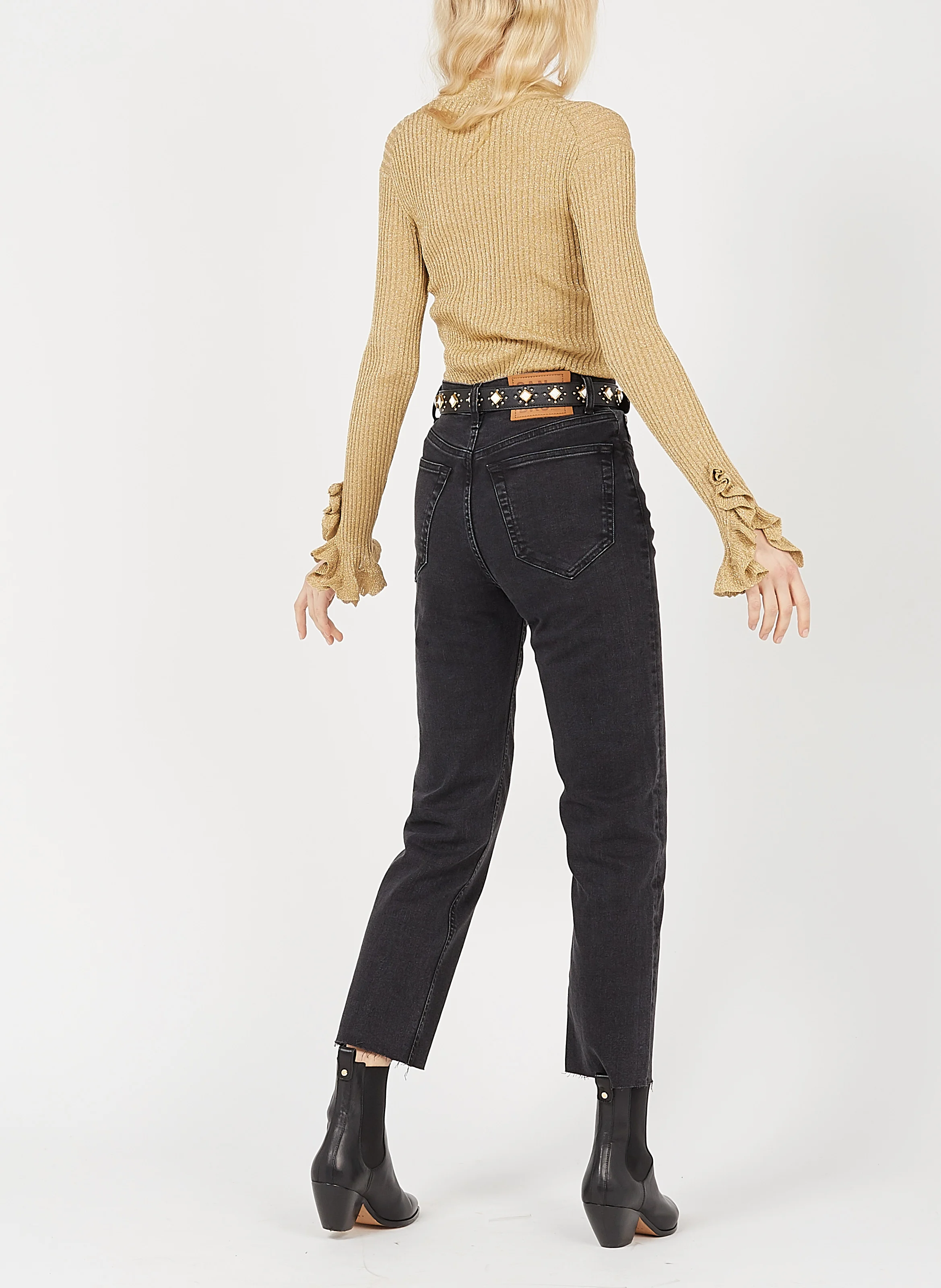 Jean droit taille haute | Noir