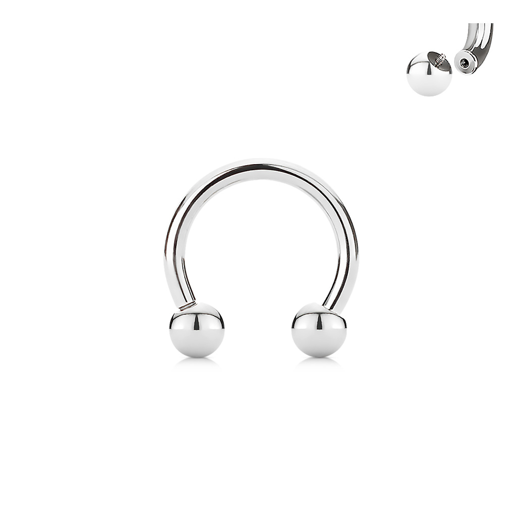 (8mm) Helix / Tragus / Septum / Labret 316L Chirurgenstahl Mehrzweck Barbell Piercing mit Gewindeverschluss Hufeisen - Silber
