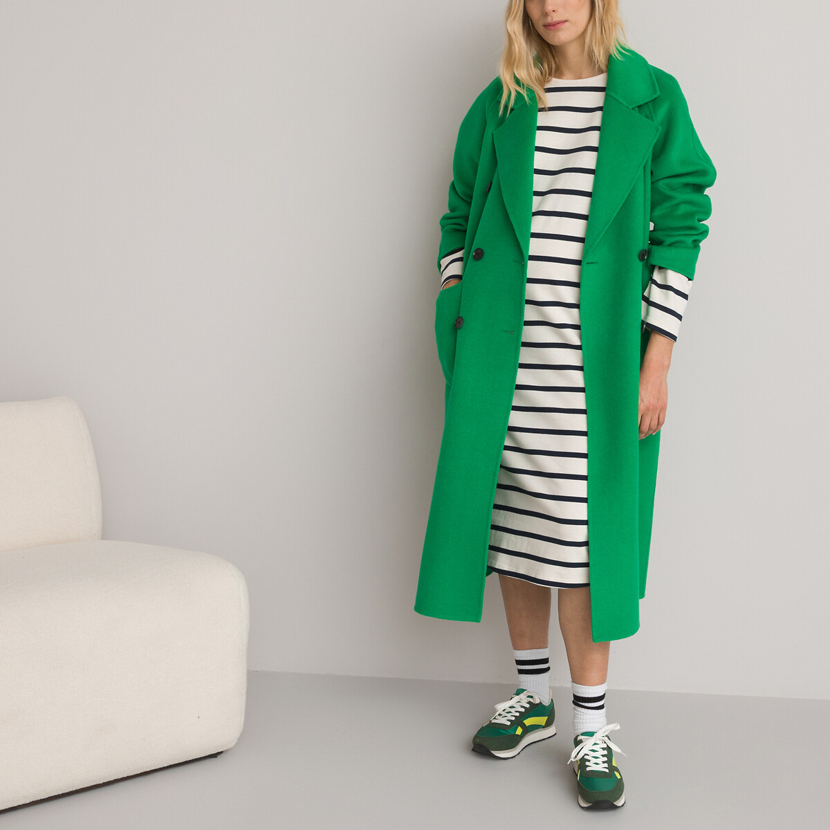 LA REDOUTE COLLECTIONS<br>Vestido de maternidade estilo azul-marinho, comprimento midi