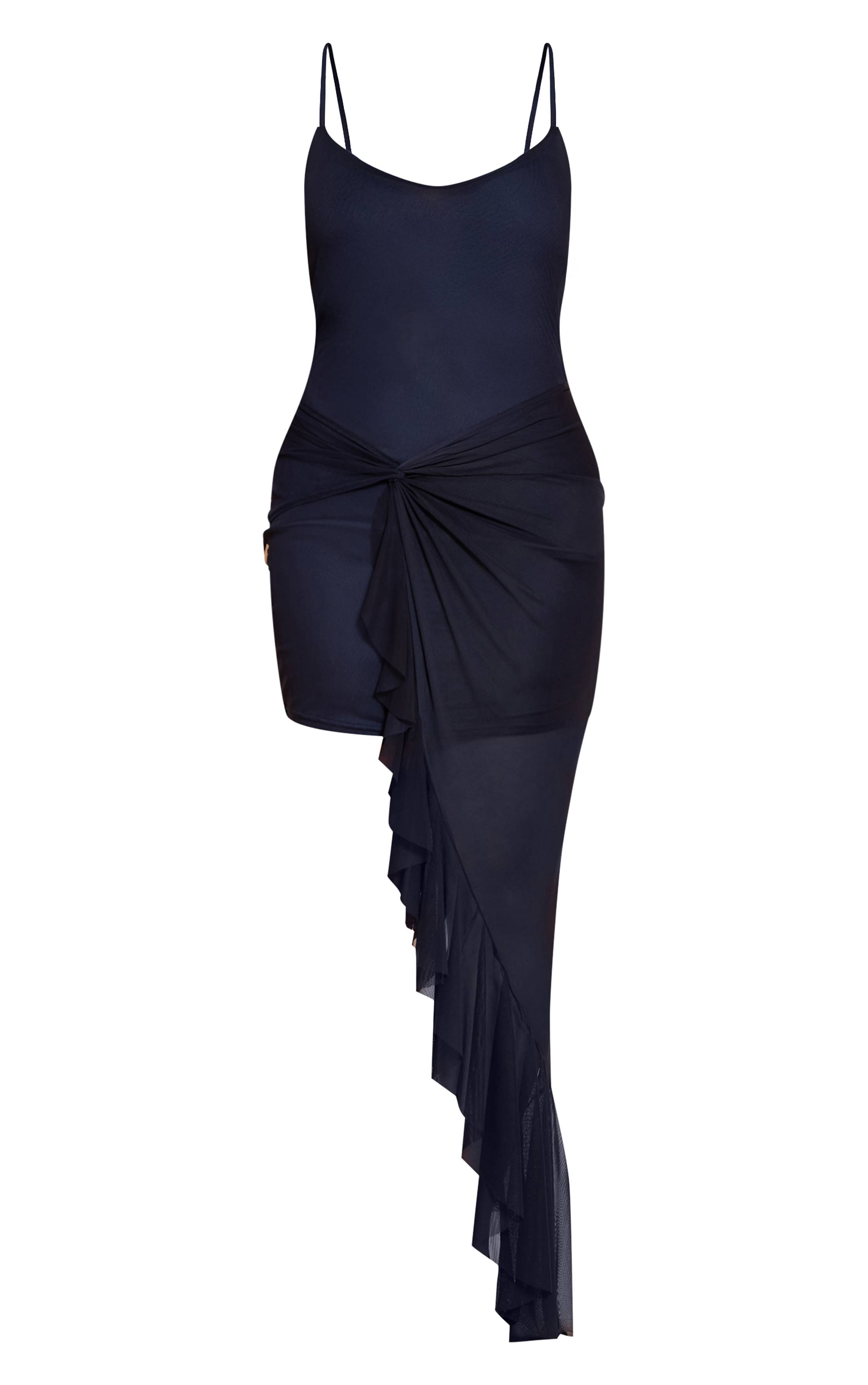 Bleu Marine Robe Maxi Ajustée À Torsade Frontale Et Ourlet Asymétrique