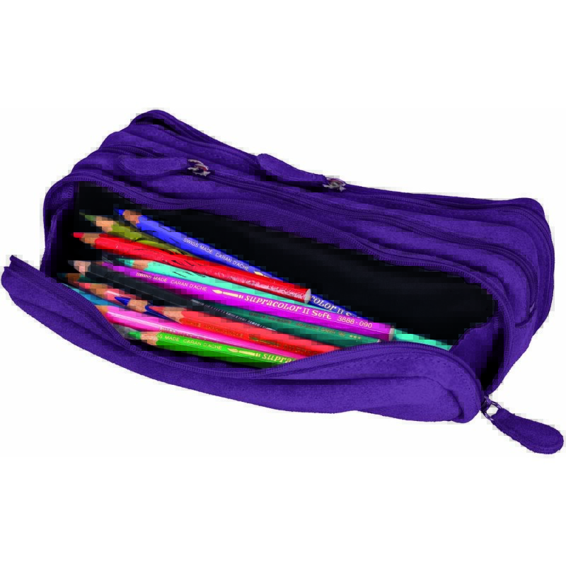 Trousse Quo Vadis velours en cuir - assorties