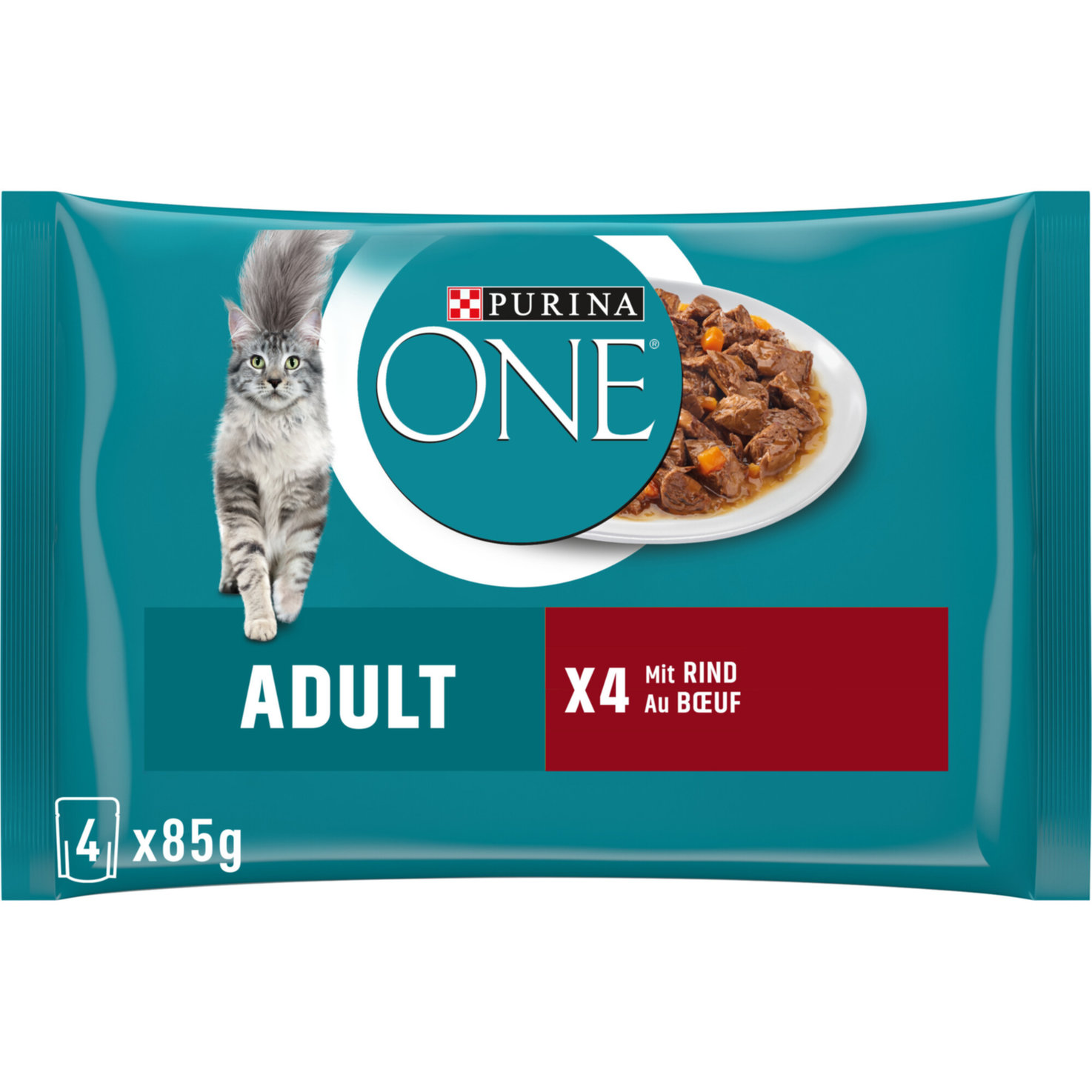 Purina ONE Katzenfutter Adult Rind 4x85g