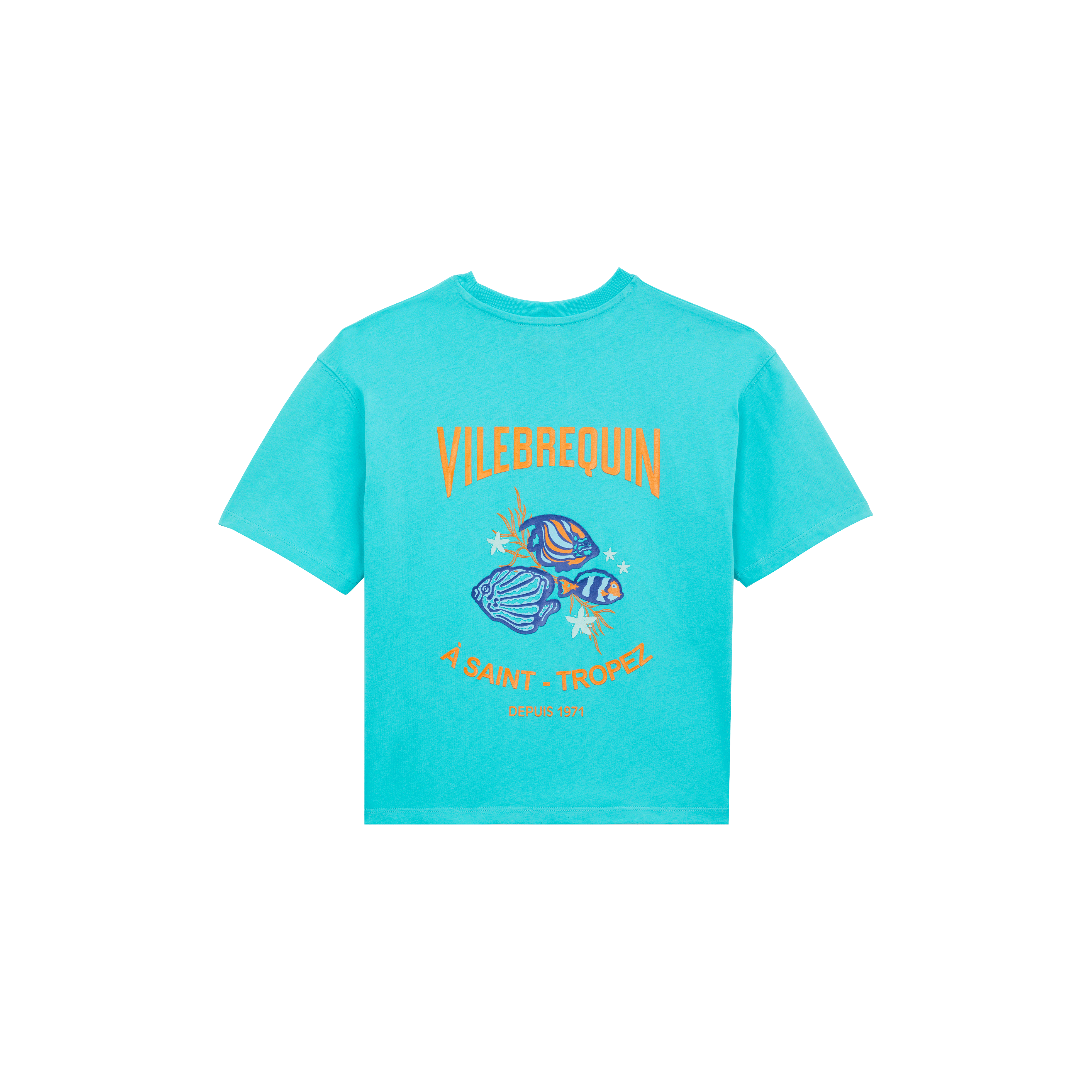 T-shirt en coton garçon fish logo en gomme au dos