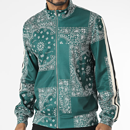 Veste Zippée A Bandes M23401PJA Vert Bandana
