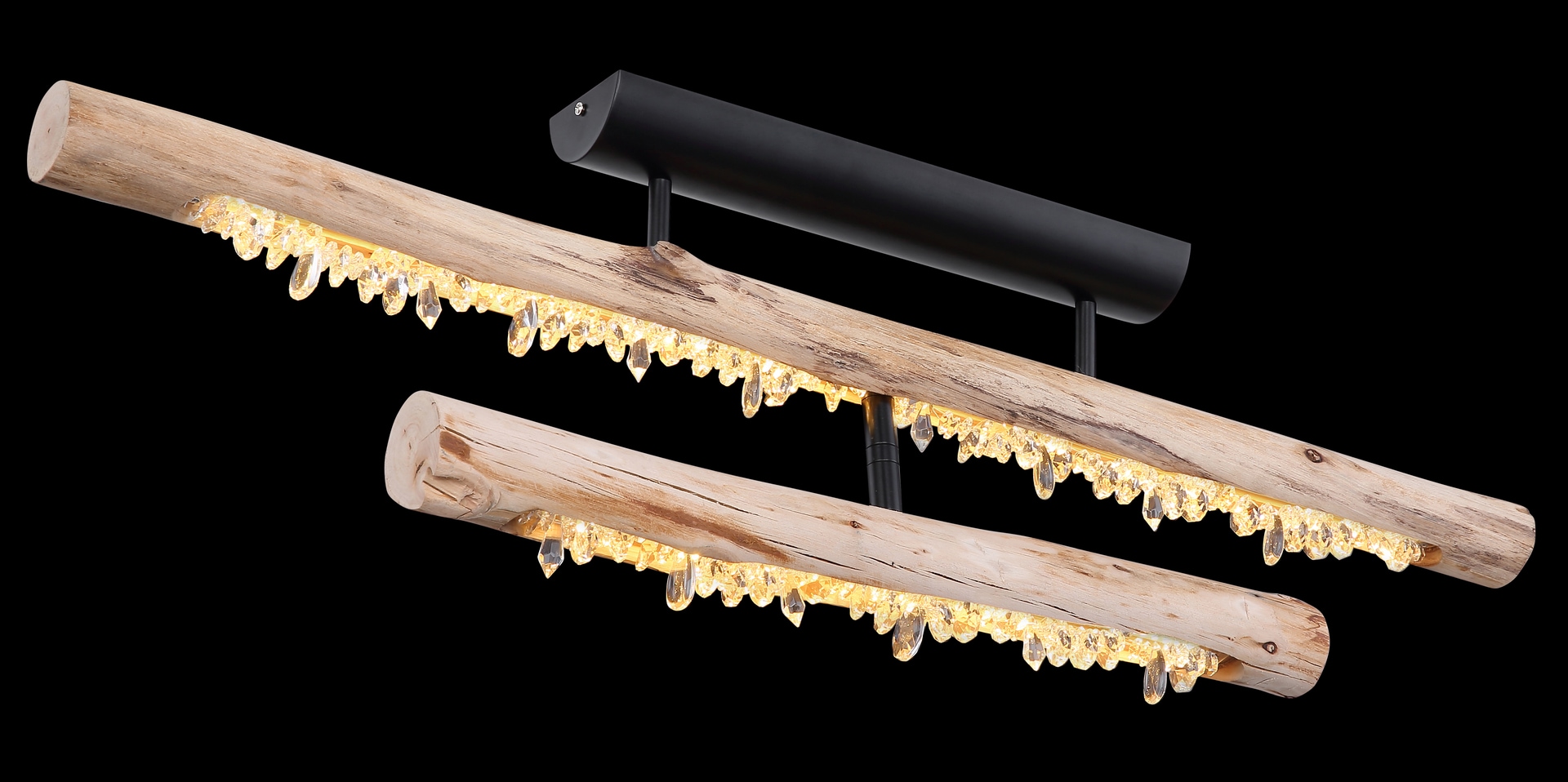 GLOBO LED Deckenlampe Felicitas schwarz /Holz 100x60cm H30cm