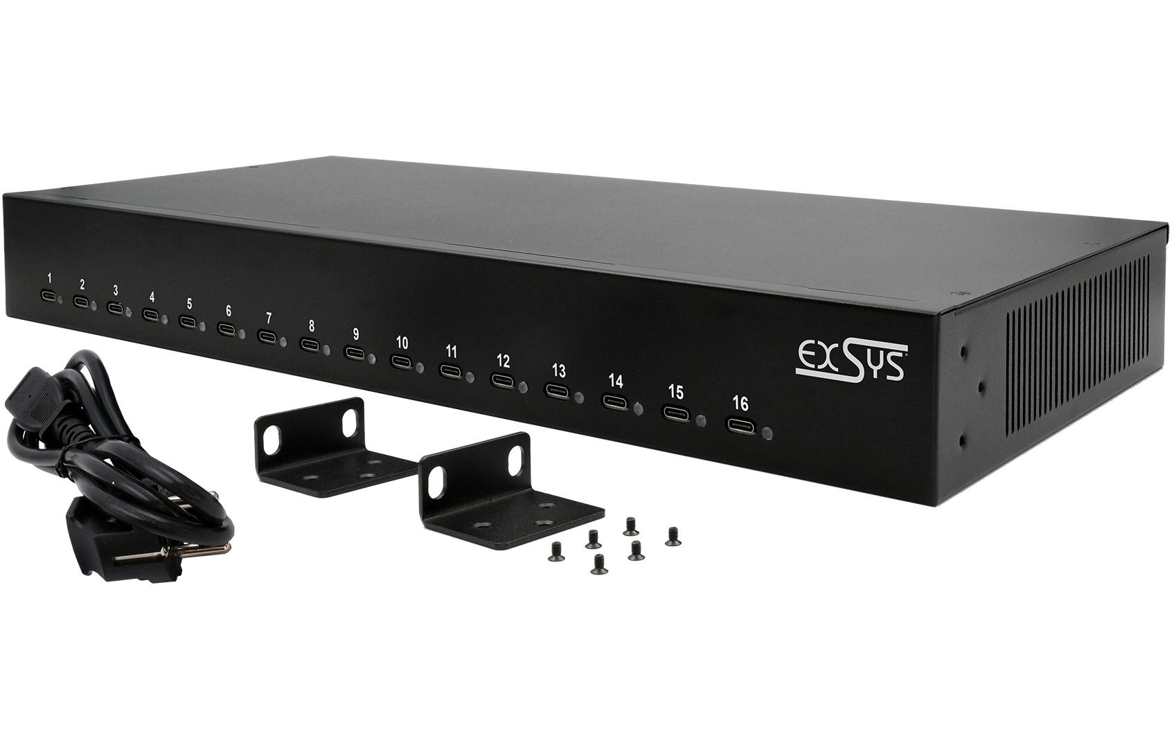 Ladestation EX-11017 Schwarz<br>High Power Ladestation mit 16 USB-C Anschlüssen