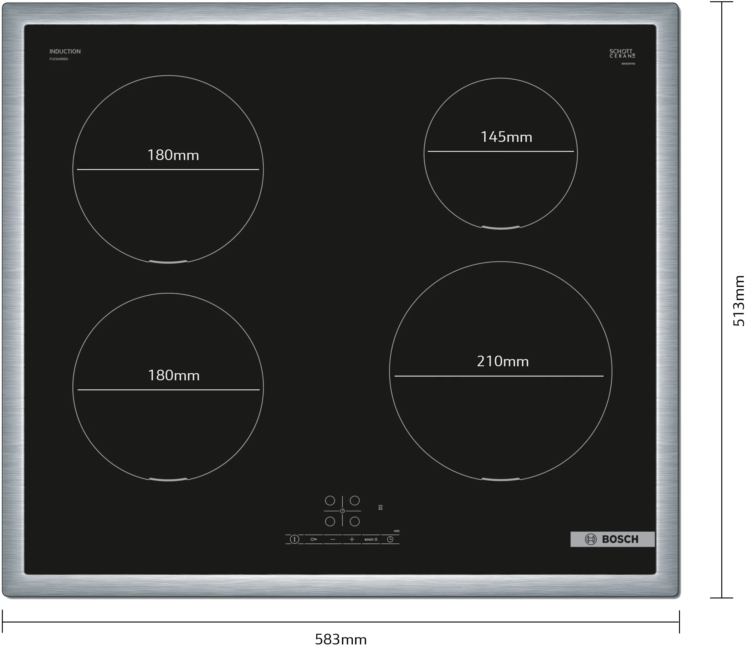 Serie 4 Inductiekookplaat 60 cm opbouwmontage met rand