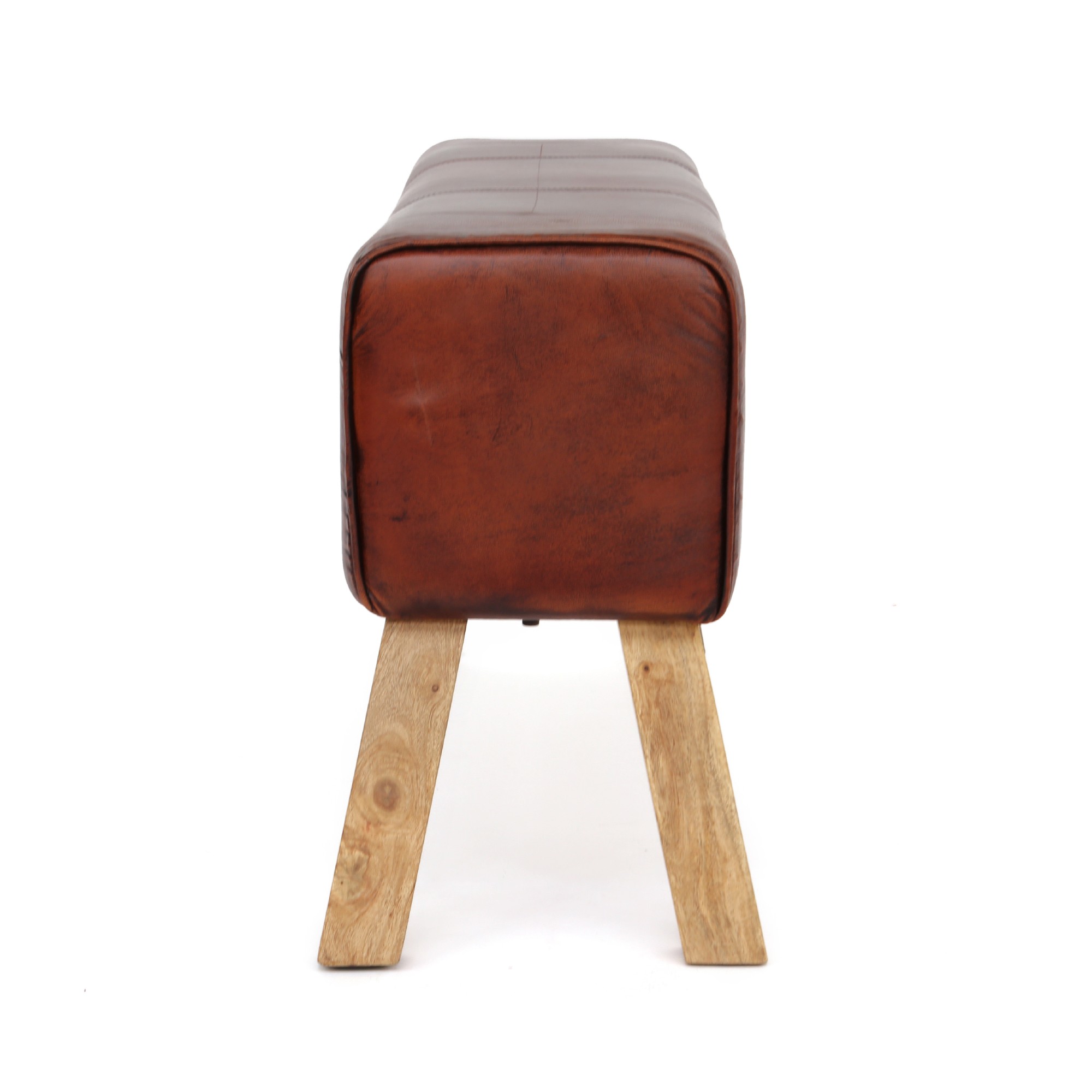 Sitzbank 'Harrison', cognac, natur, B 120 cm, H 53 cm, T 30 cm von fischer's lagerhaus
